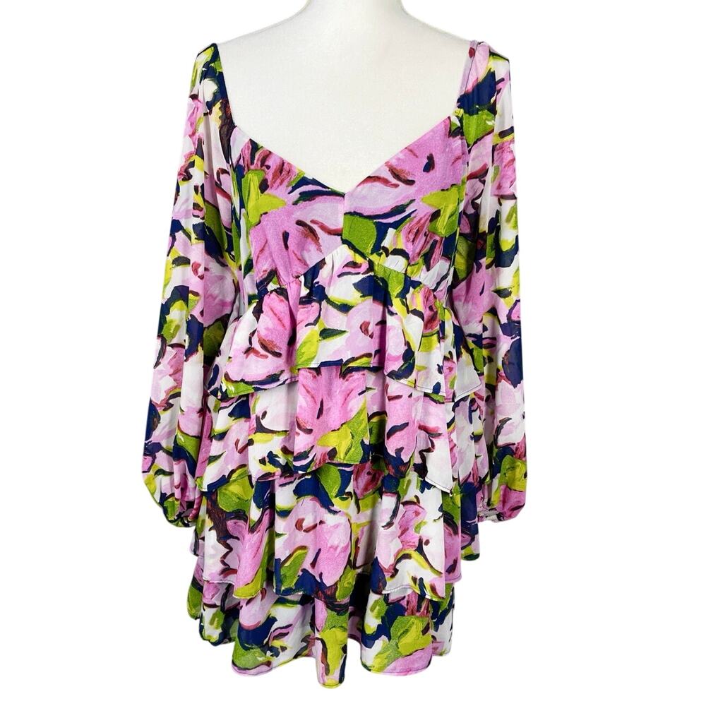 Abercrombie & Fitch, Medium, Floral Sweetheart Mini Dress, Tiered Skirt, Flowy
